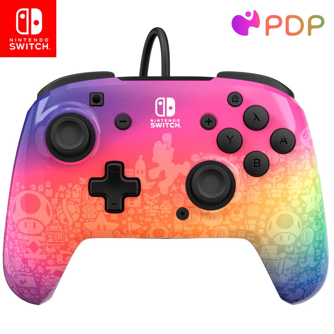 Manette filaire PDP Switch Rematch STAR SPECTRUM sous licence officielle Nintendo - Boutons, sticks, déclencheurs et palettes personnalisables - Manettes ergonomiques Manette filaire PDP Switch Rematch STAR SPECTRUM sous licence officielle Nintendo - Boutons, sticks, déclencheurs et palettes personnalisables - Manettes ergonomiques